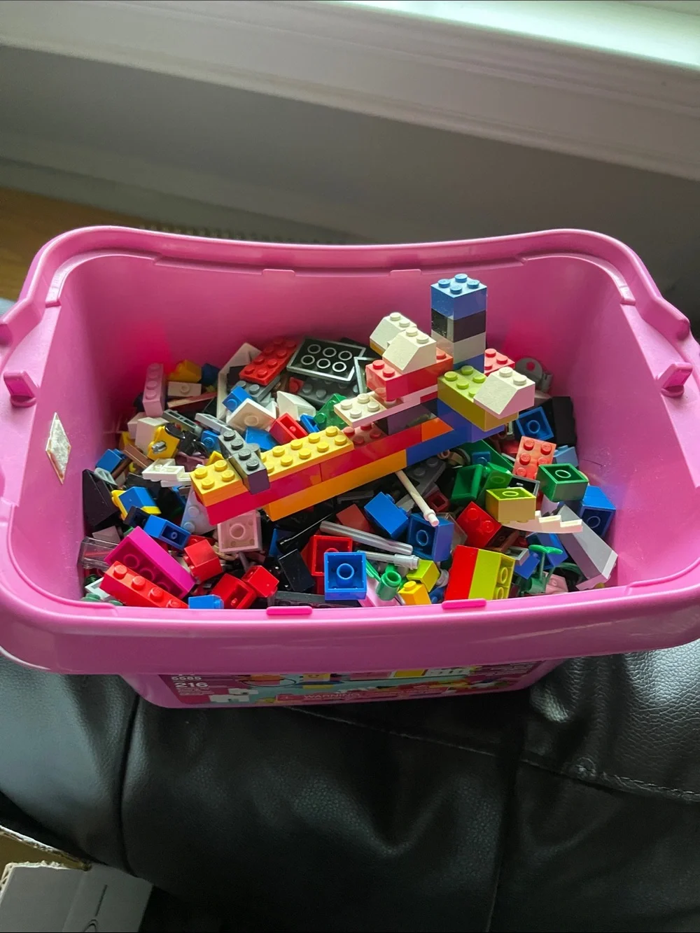 Lego Pink Storage Tub with Multicolor Bricks